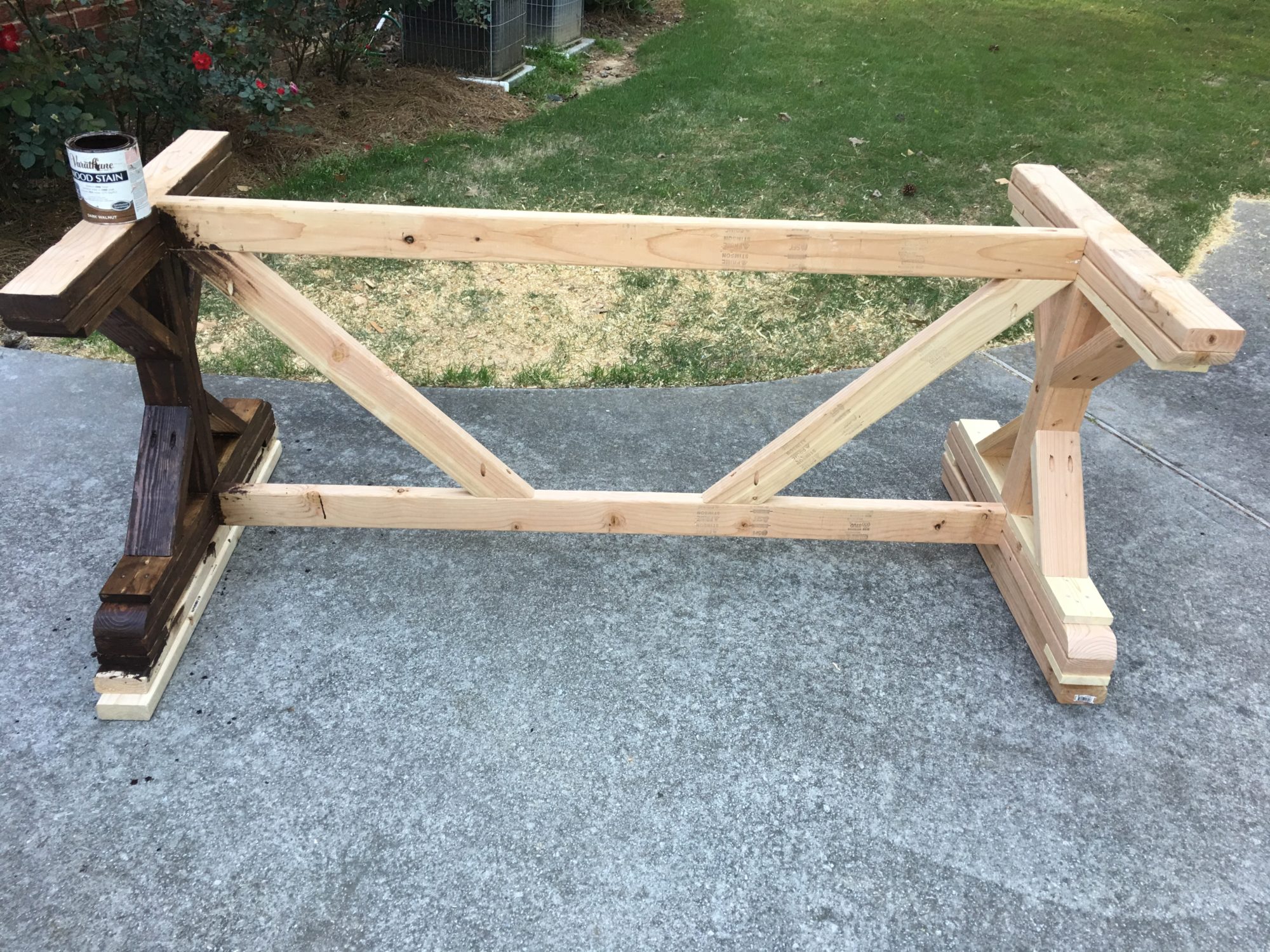 How to Paint, Stain, Whitewash & Distress a Fancy X Farmhouse Table by ...