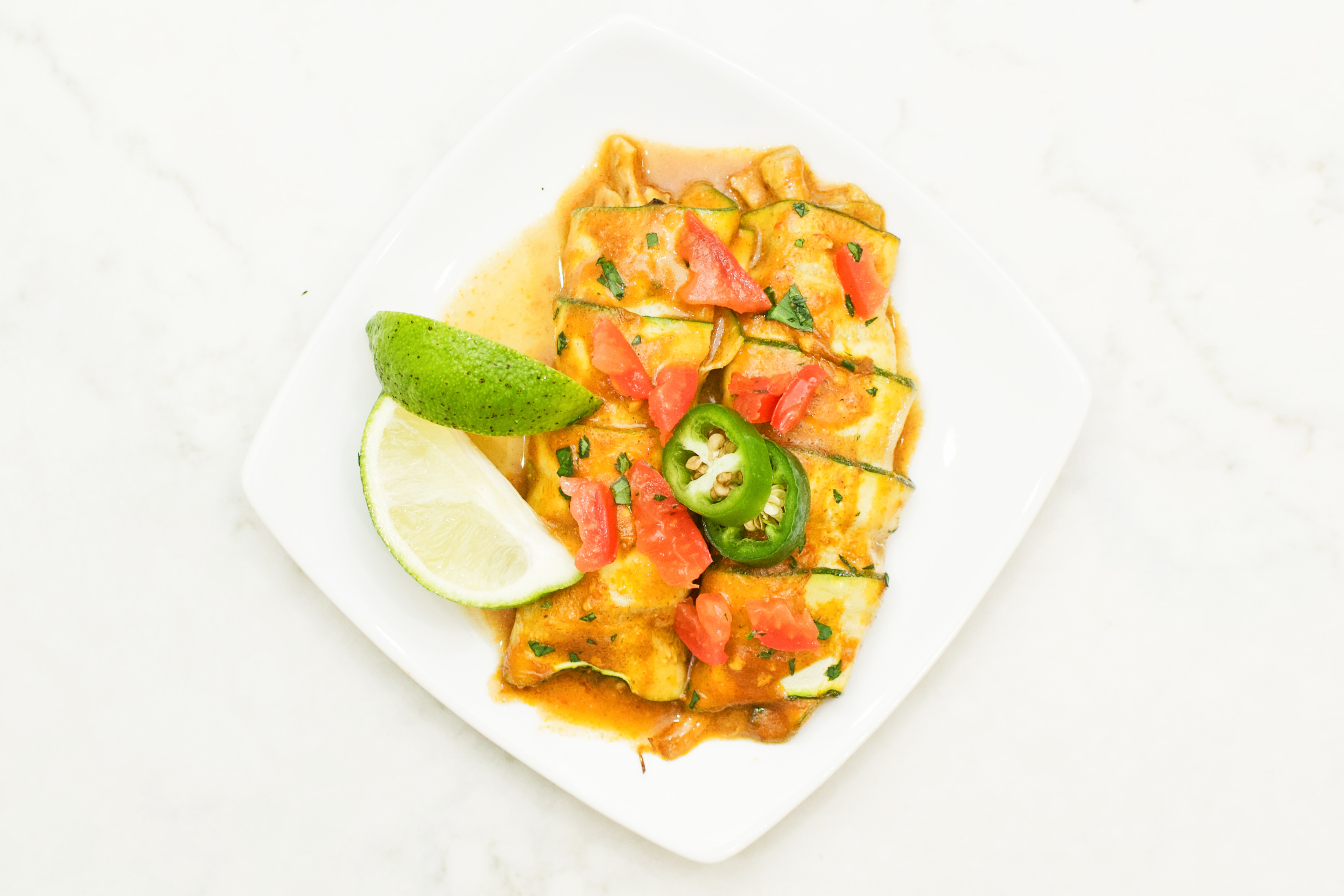 Creamy Zucchini Chicken Enchiladas (GF, Whole30)