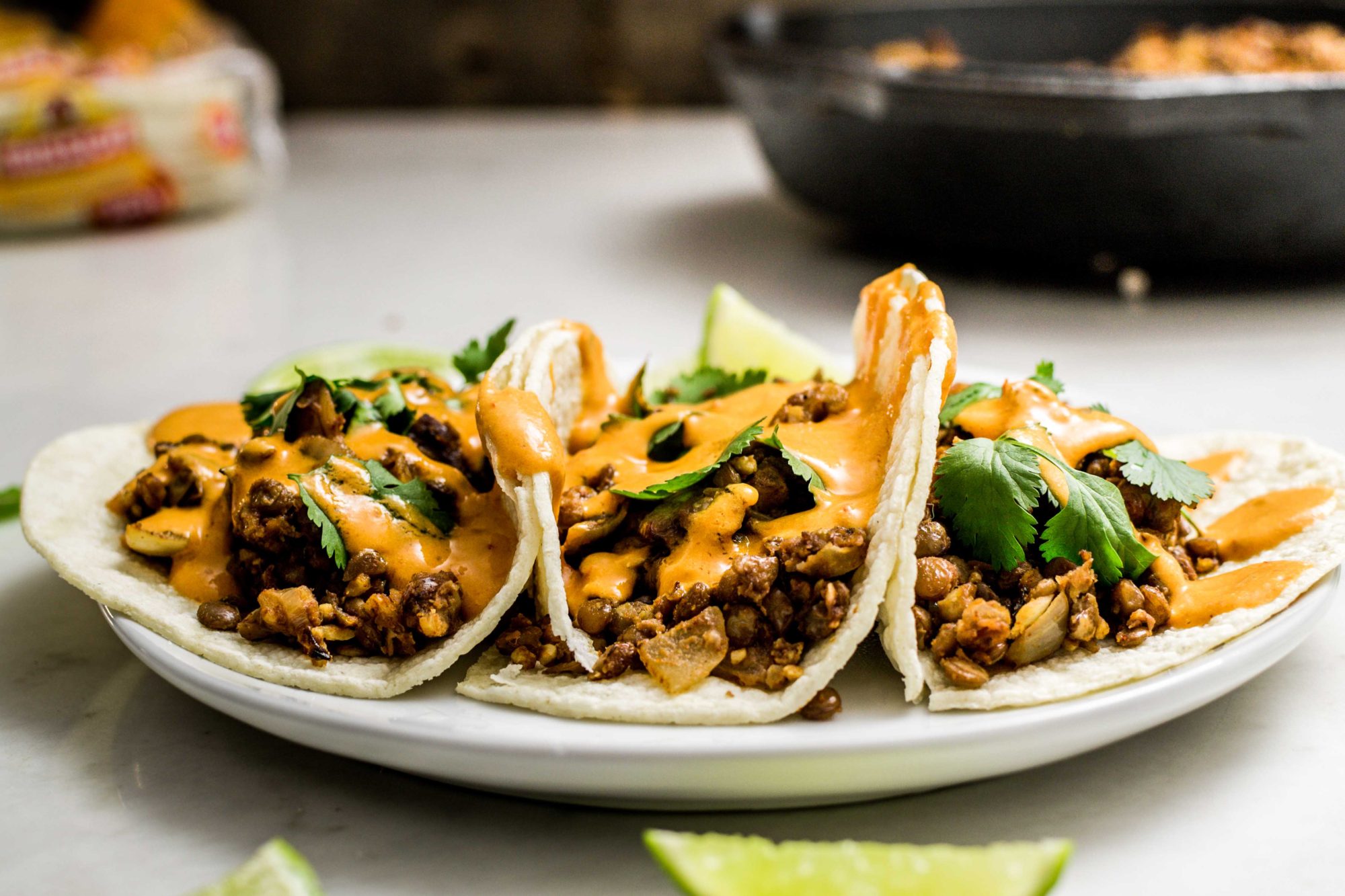 Lentil and Walnut Tacos with Creamy Chipotle Sauce Recipe (Vegan ...