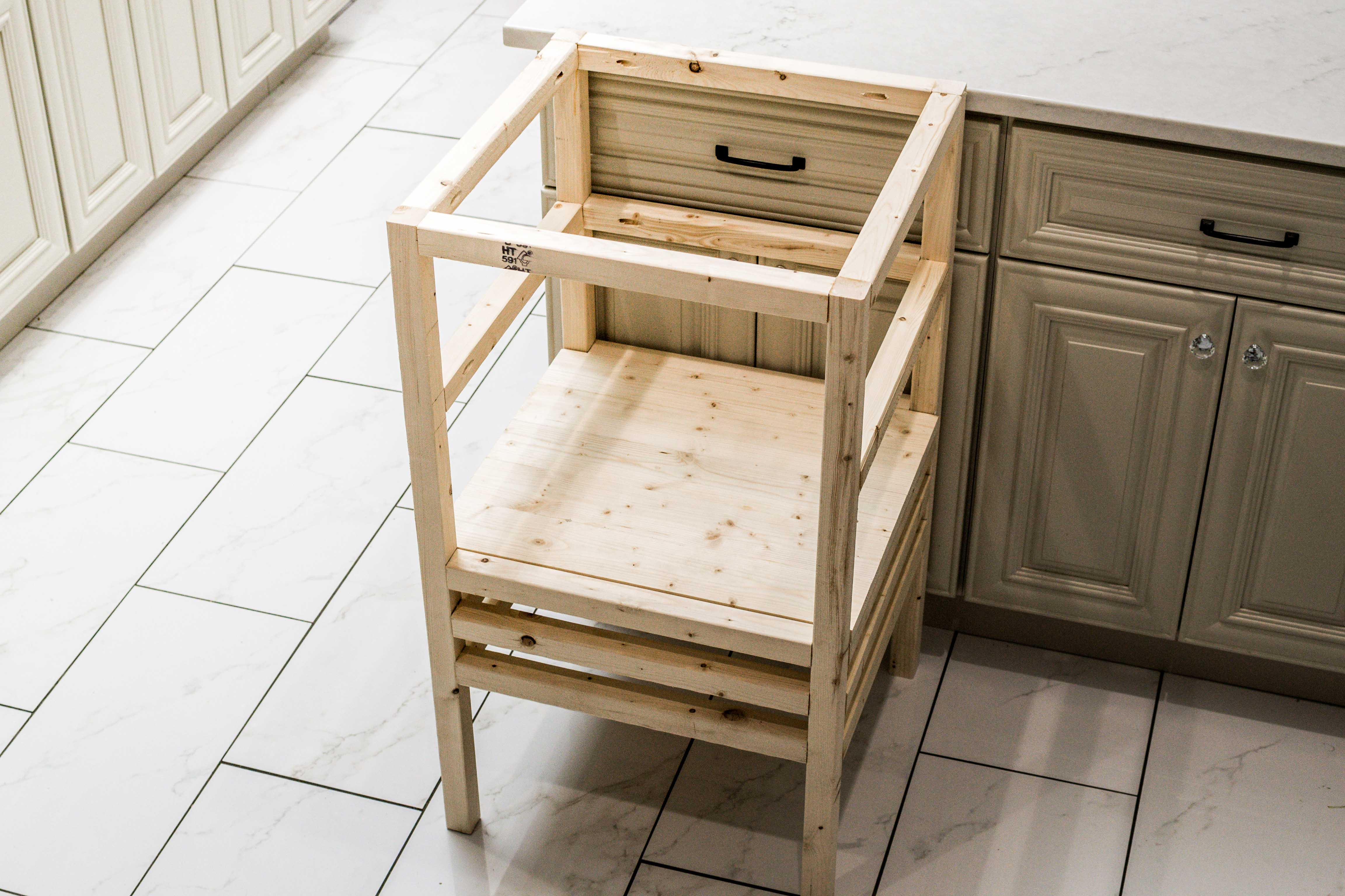 Diy Kitchen Helper Toddler Stool Tower Plans 0876 